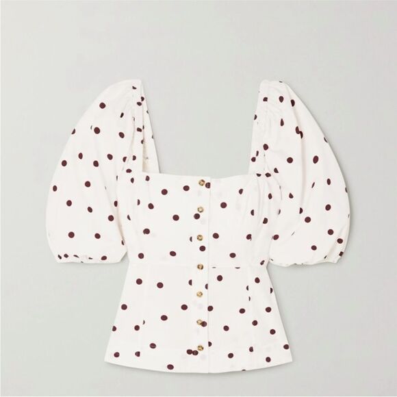 GANNI Polka Dot Puff Sleeve Top - Picture 5 of 11